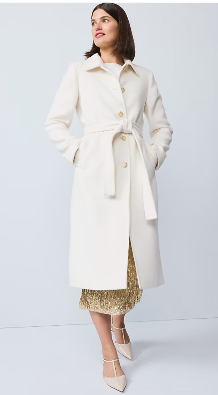 Ann Taylor Belted Everyday Coat Winter White Size M NWT